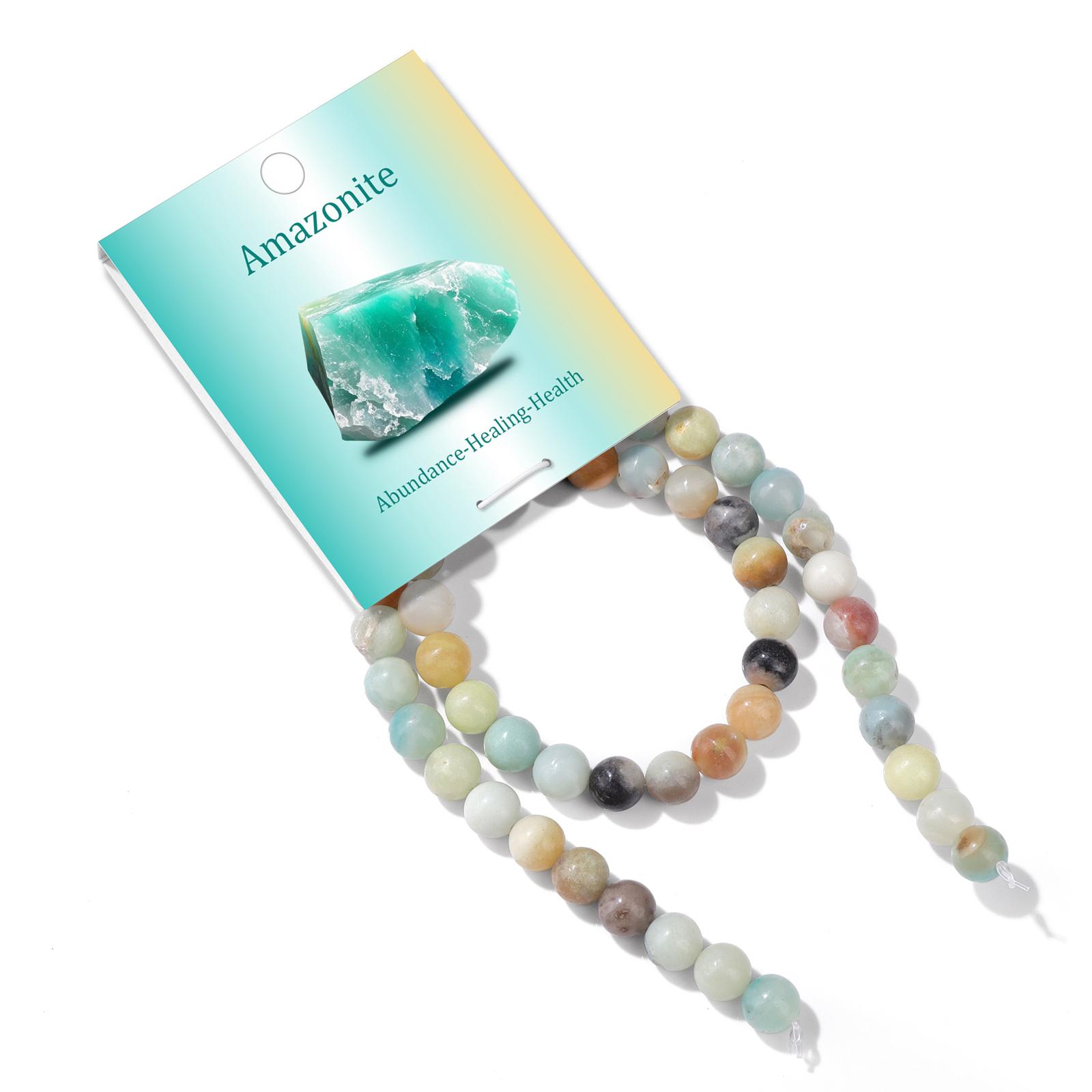 8MM 50pcs Natural Amazonite Stone Beads Round Gem Loose Stone Bead for Jewelry Making Accessories 8MM 50PCS