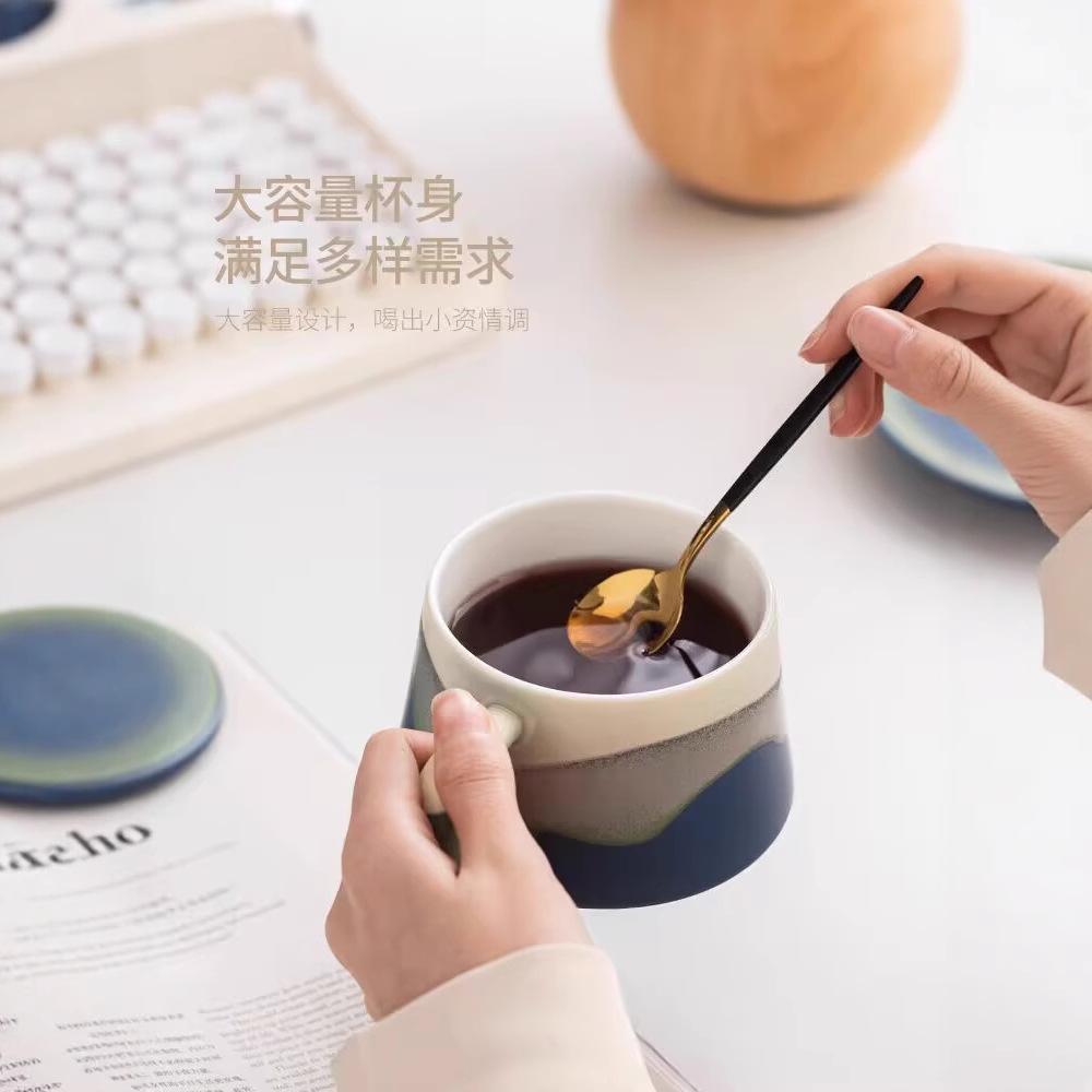 Gradually Change Coffee Cup And Saucer Set Ceramic With Lid Home Office Afternoon Tea Cup Couple Gift
