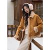 Mishu Women's Retro Suede Faux Mink Fur Coat