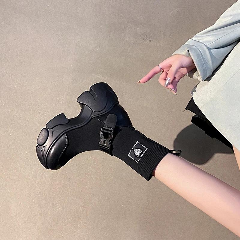 Fashion Fashion Autumn Winter Modern Boots  Breathable Sock Boots 7.5CM Height Increasing Lady Footwear Shoes Platform Shoes
