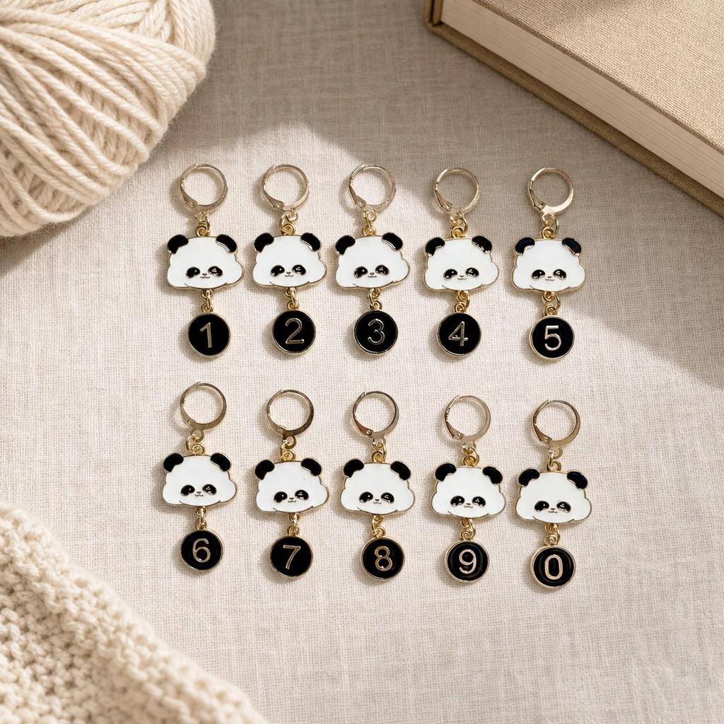 10 Pieces Stitch Markers with Panda Charm Enamel Crafting Accessories Colorful