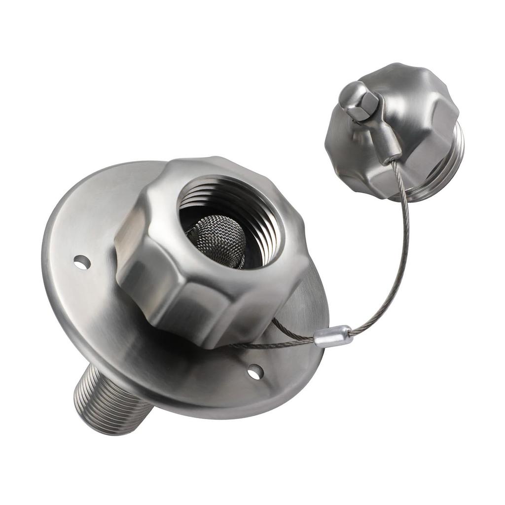 RV City Water Inlet 3/4in GHT Female 1/2in NPT Male 3in Flange RV Water Connection with Check Valve