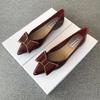 Fashion Shoes For Women 2024 Flat With Bow Flats Ladies Summer Footwear Pointed Toe Bride Luxury Leather Casual Red Fashion Lastest Shoe
