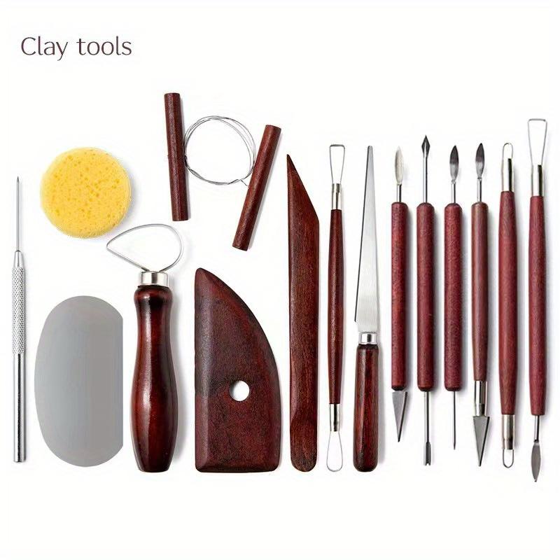 9/15Pcs DIY Art Pottery Clay Sculpting Tools Polymer Clay Double Ended Wood Carving Clay Modelling Tool DIY Modelling Embossing light green