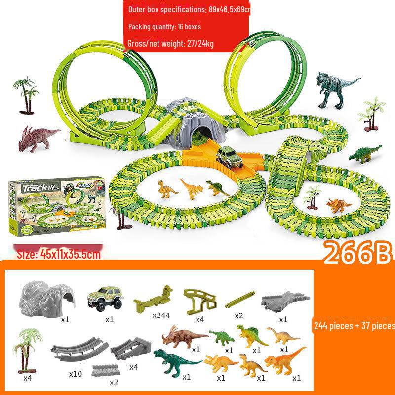 Elektrická dinosauří dráha s montážním ruským kolem pro děti