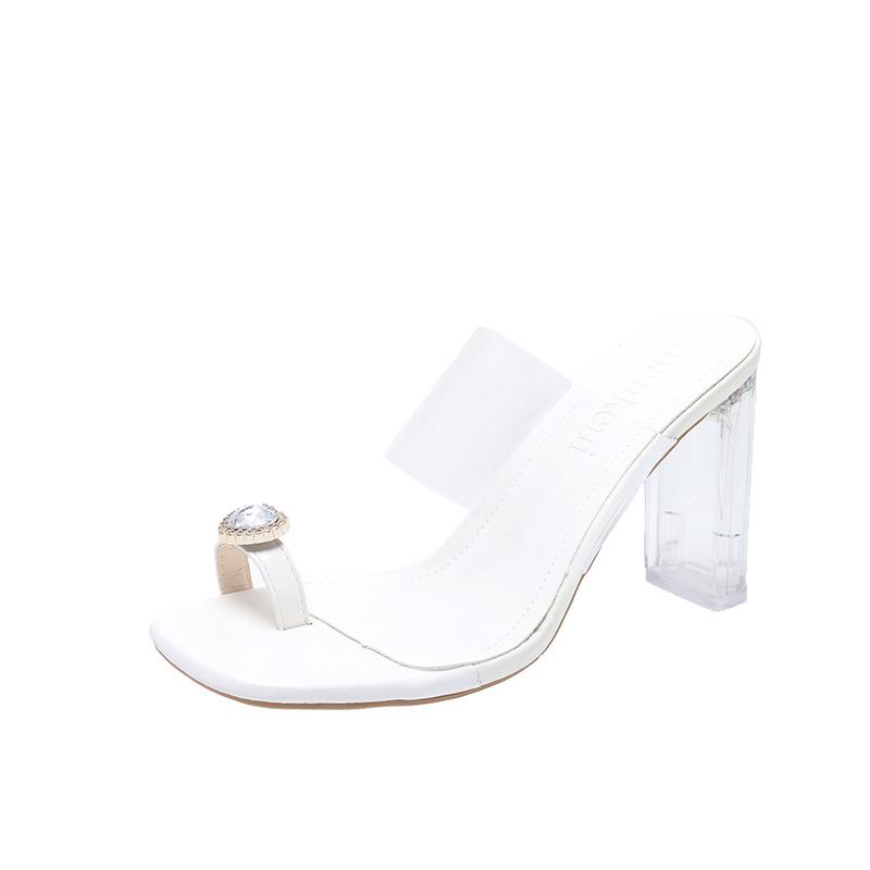 Beautiful slippers women's summer outer wear high-end low-heeled high-heeled shoes 2025 new temperament French small sandals one-word