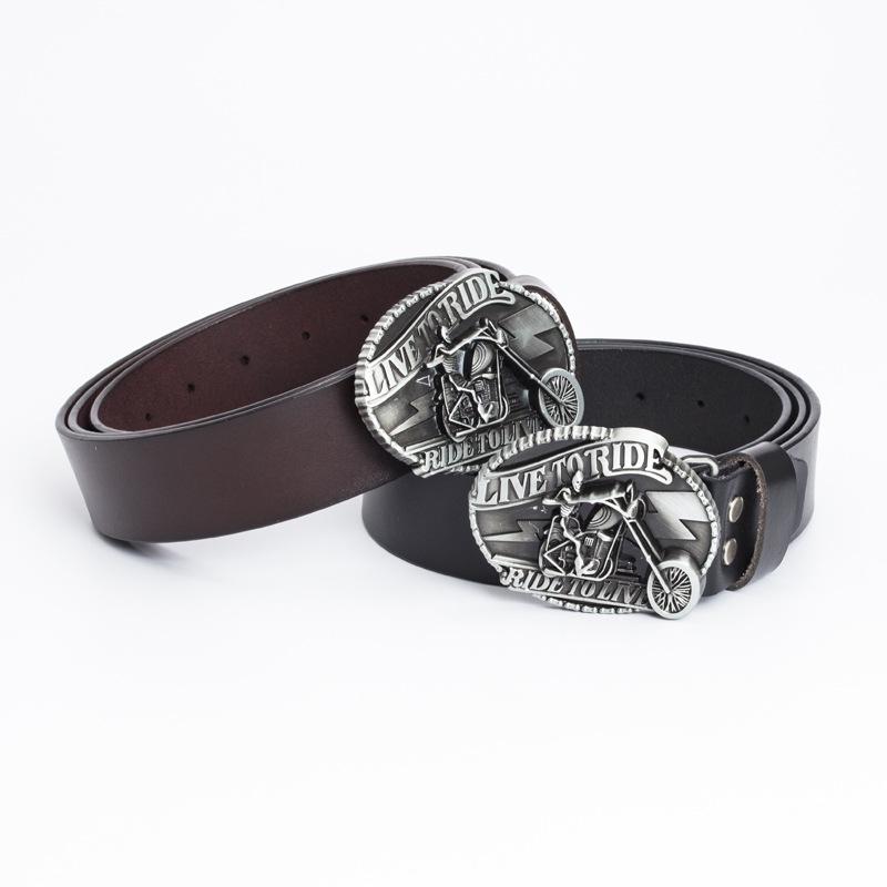 Skull Motorcycle Belt: European & American Men's Casual Trend