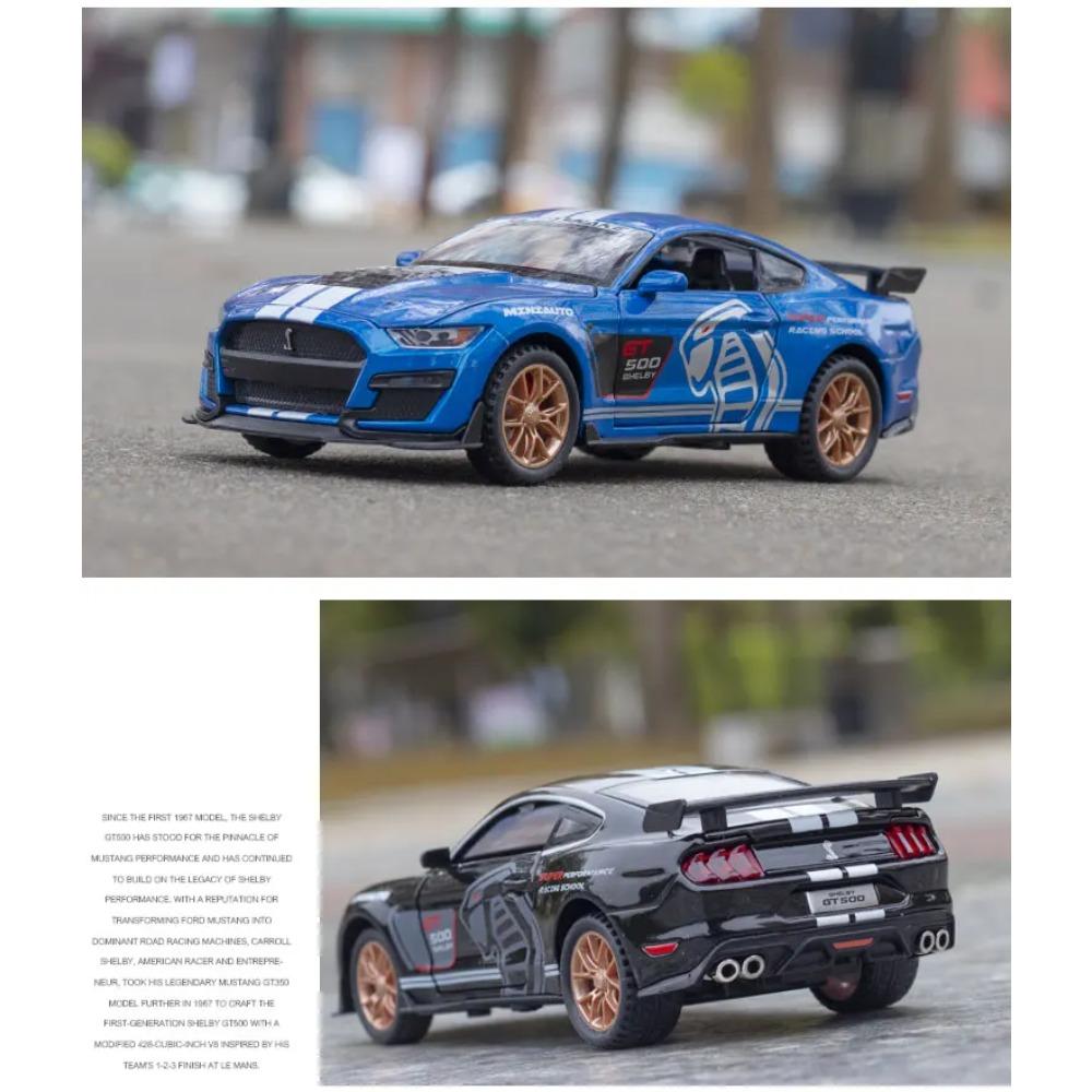 With Display Base 1/32 Alloy Die-cast Mustang Automobile GT500 Car Model Simulation Sound and Light Children's Toy Car Boy Gift Christmas Gift