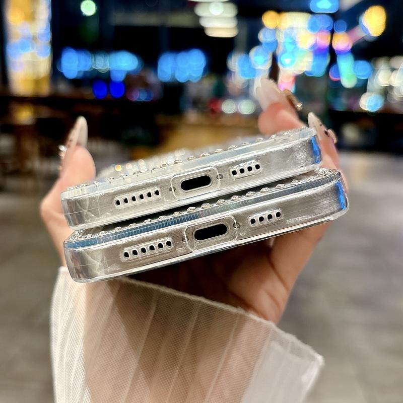 Diamond Frame Clear Slim Case Shell For iPhone 16 Pro Max 15 Pro 14 13 12 11 Soft TPU Shockproof Lens Protection Transparent Cover
