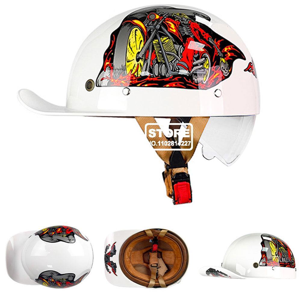 Motorbike Baseball Cap Half Helmet Riding Women Retro Motorcycle Half Helmet Anti Drop Motorcycle Scooter Helmet