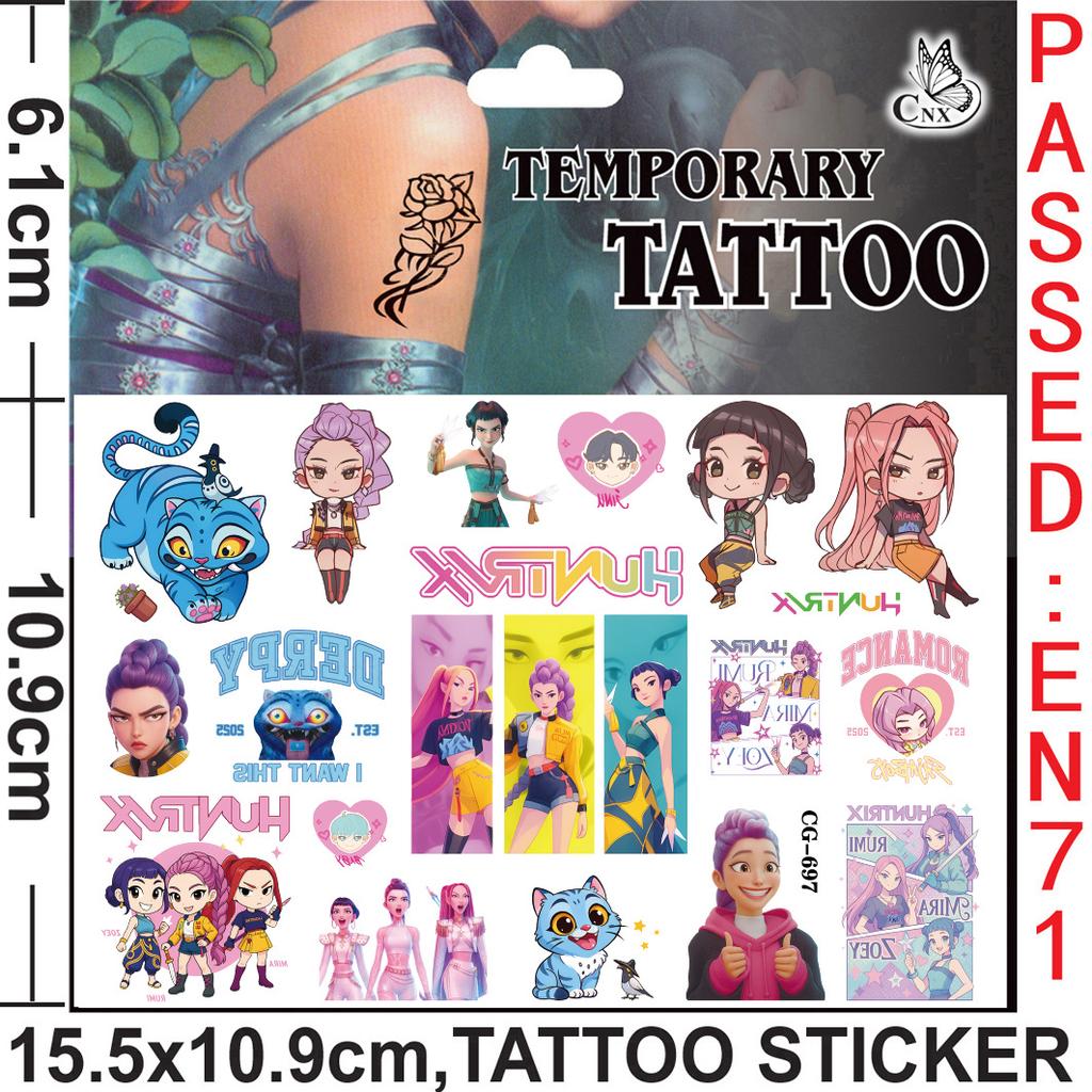 Dämonenjäger Thema Tattoo Aufkleber Geburtstagsdekoration KPOP Anime Party Aufkleber Geschenkfüller Kinder Babyparty Partyzubehör