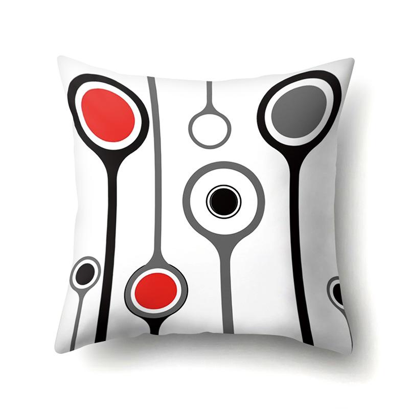 Polyester Pillow Case Car Black and Red Geometric Circle Lines Decorative Home Print Pillow Bedside Cushion Cover