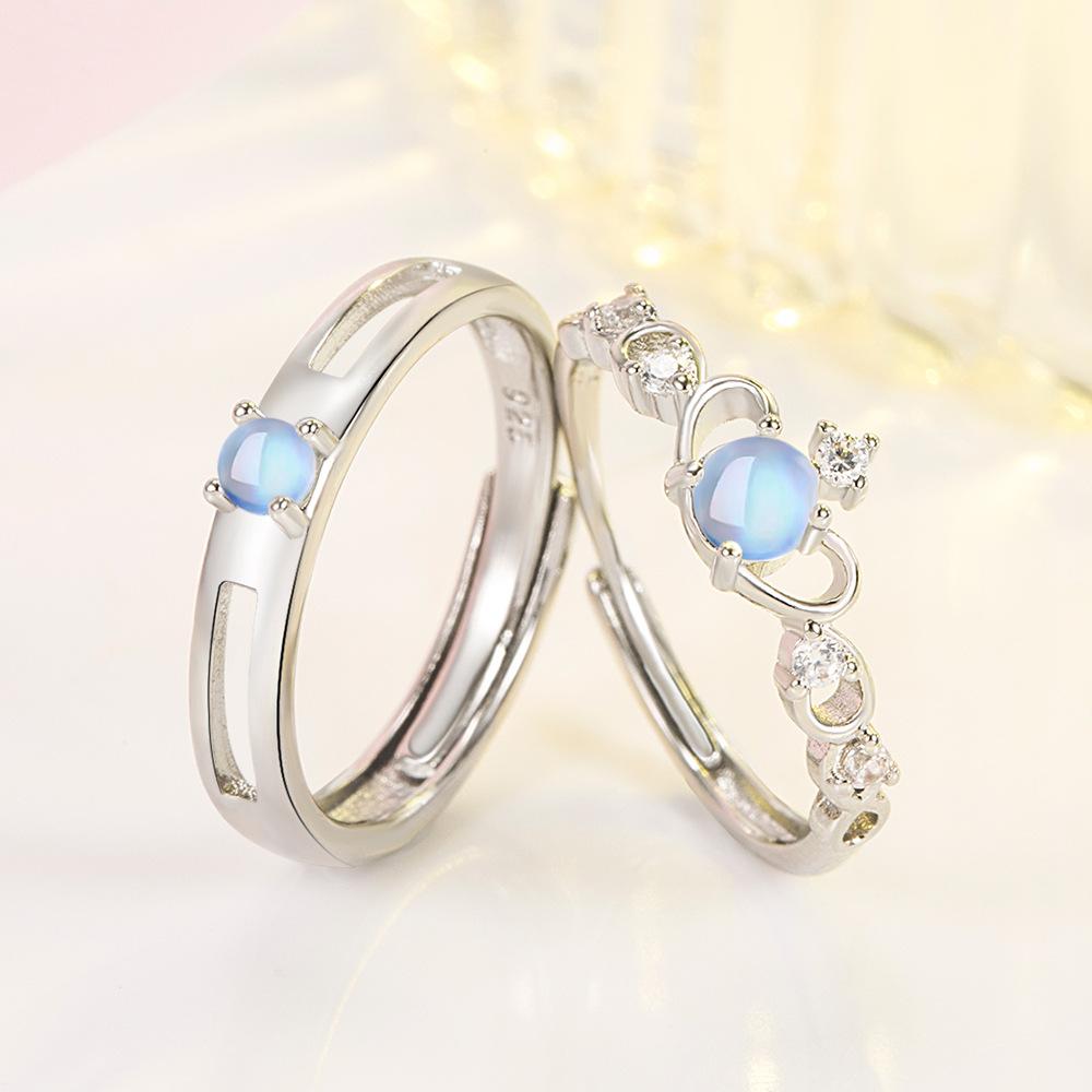 2Pcs 925 Silver Couples Ring Sets Light Polishing Simple Ring for Woman Man Classic Wedding Fine Jewelry Circle