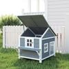 Wooden Cat House, 2-Story Cat Den with Waterproof Flip-Up Roof, Side Platform, 101x72.5x81cm, Grey