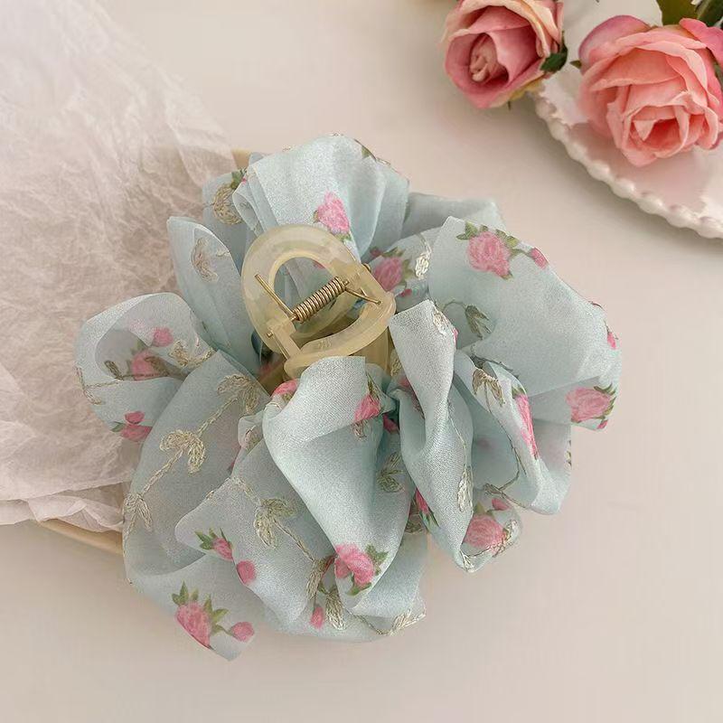 Luksusowa damska spinka do włosów kok z chmurką i kokardą – Duży dodatek typu szczęka rekina