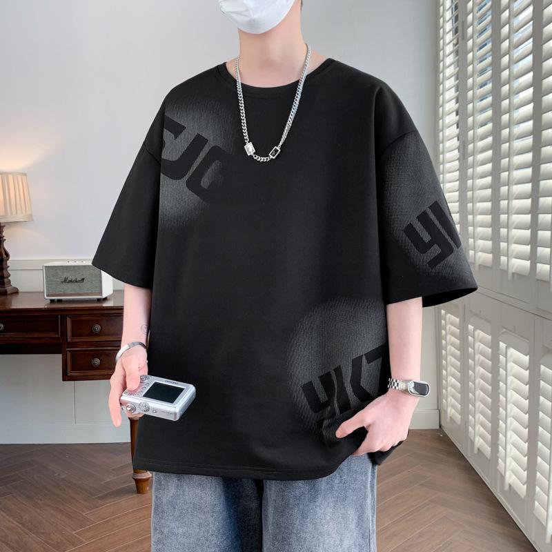 Summer Plus Men's Letter Printed Short Sleeved Men's Loose T-shirt Men