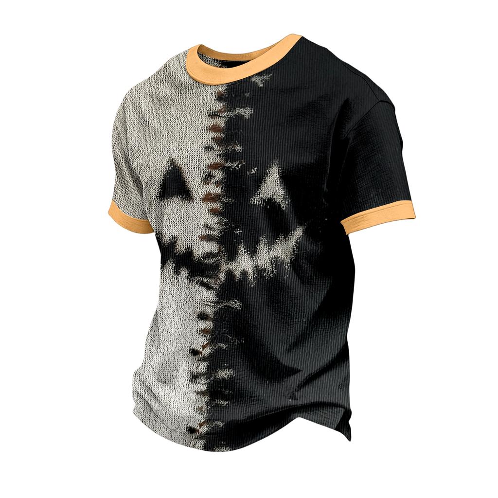 Herren T-Shirt mit kurzen Ärmeln und Halloween-Print Lässiges Mode-Oberteil