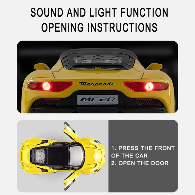 1/32 Diecast Alloy Model Car Miniature Maserati MC20 Supercar Metal Vehicle Ornaments Gifts for Children New Hottoy Red Toy Boys