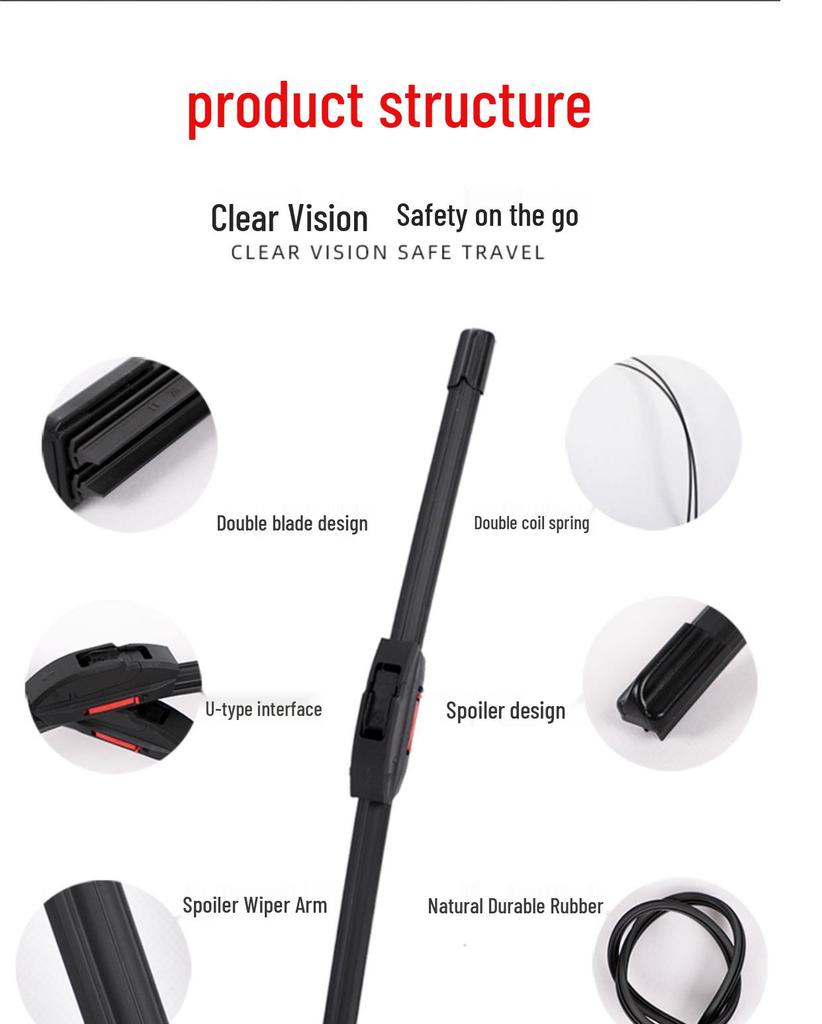 Dual Rubber Wiper Blade Compatible with Baojun 730, 560, 630, 310, 510, 610, 330.