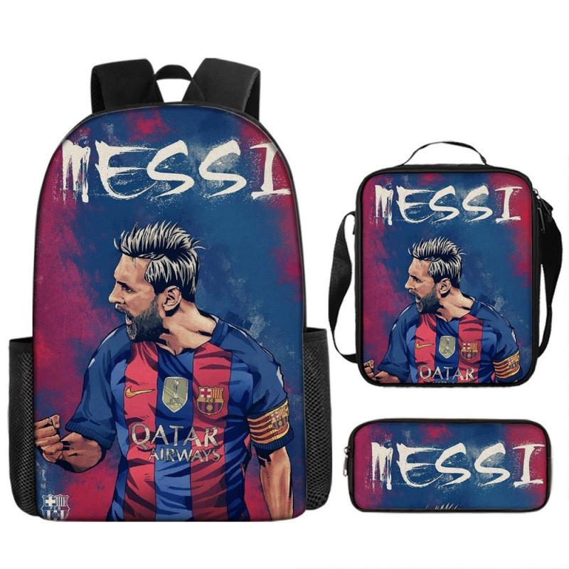 Školní batohový set Messi Fotbalová hvězda z nylonového materiálu pro školní použití a ukládání