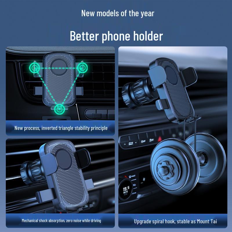 Supporto Universale per Telefono da Auto a Blocco Gravitazionale con Ventosa e Supporto per Bocchetta d'Aria