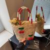 New Woven Women's Bag Handmade Grass Woven Handbag Fashion Embroidery Versatile Shoulder Bag Beach Bag KTB
