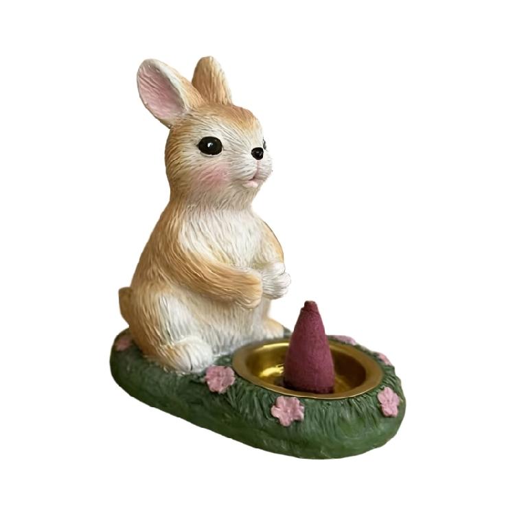 

Rabbit Design Resin Aromatherapies Burners Easter Bunnies Statue Incenses Holder For Home Meditations and Relaxation Gift