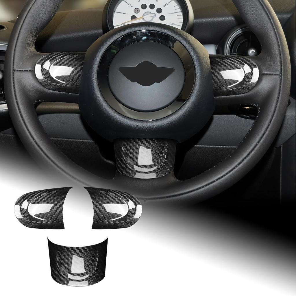 AIRSPEED Hard Carbon Fiber Steering Wheel Trim Cover for Mini Clubman Cooper Generation Interior Steering Wheel Button Decorative Stylish Custom