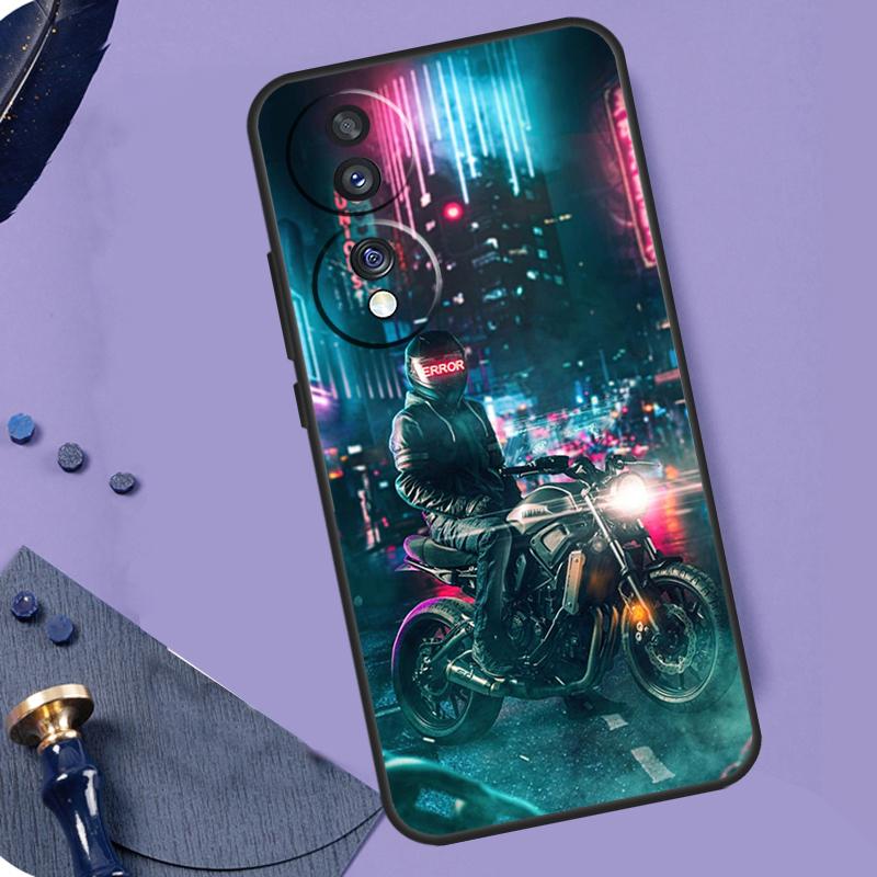 Neon Motorcycle Biker Case For Honor Magic 6 Pro Magic 5 Lite 50 70 90 Lite X6 X7 X8 X9 X6a X7a X8a X9a X8b X9b