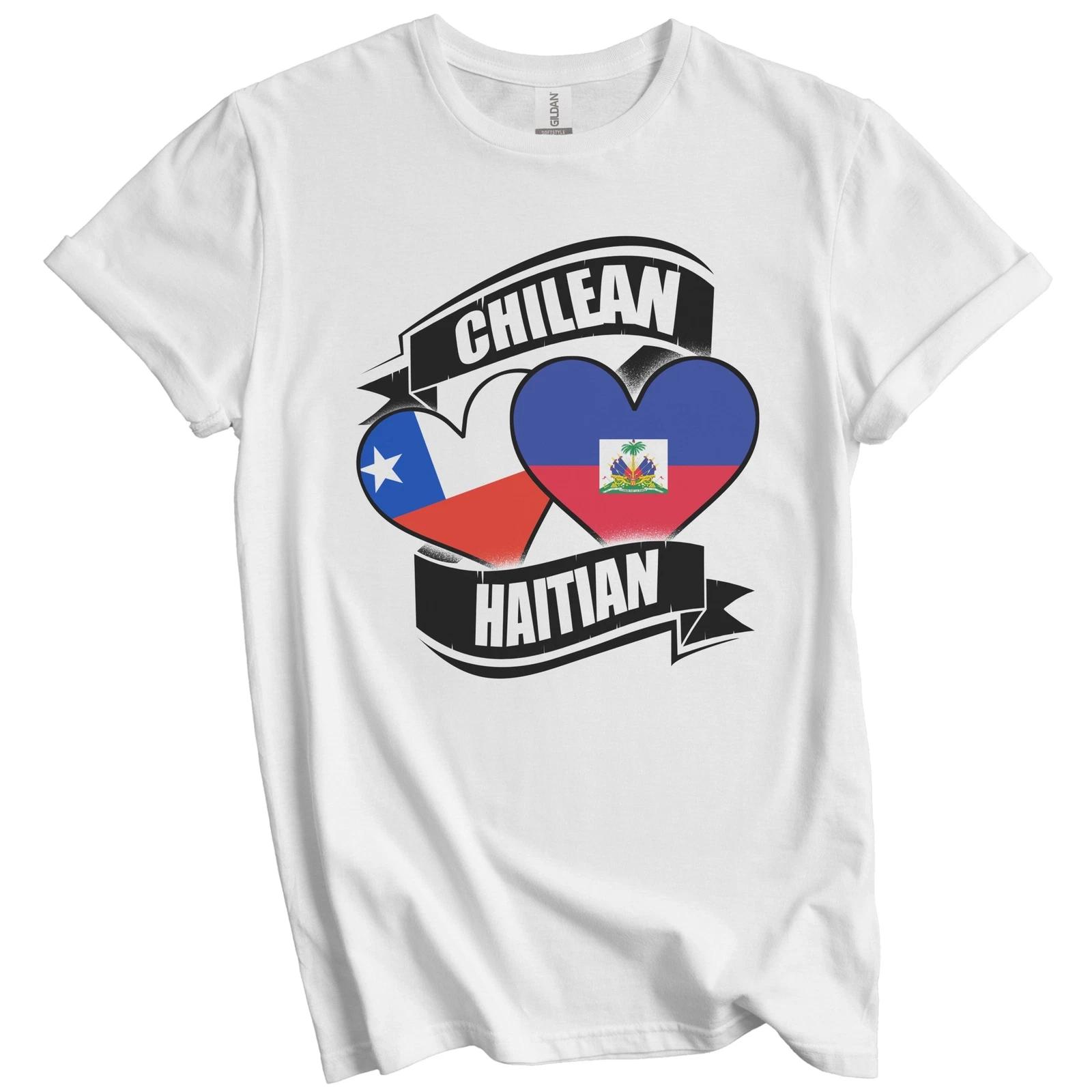 Chilean Haitian Hearts Chile Haiti Flags T-Shirt XL