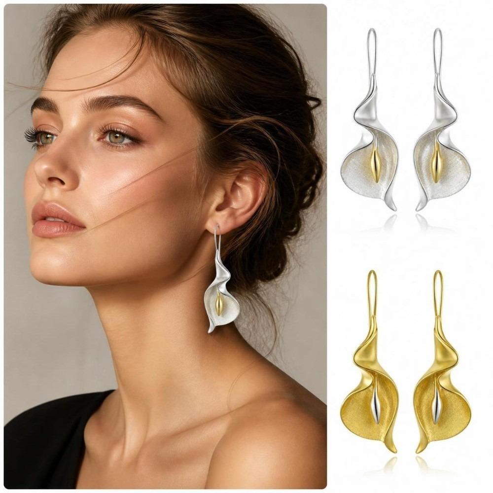 Gold Silver Drop Earrings Lightweight Calla Lily Earrings Fashion Floral Dangle Earrings Women