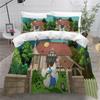 Japanese Anime Landscape Duvet Cover Set 3D Cartoon Bedding Set with Pillowcase Zipper Closure 3-Piece Quilt Cover Single