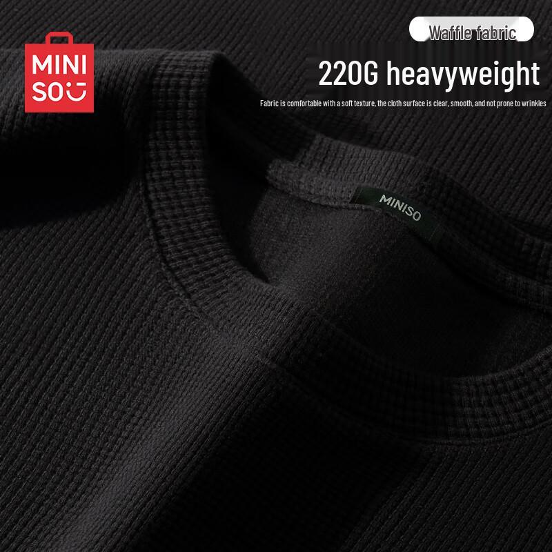 MINISO Men's Waffle Knit Heavyweight Casual T-Shirt