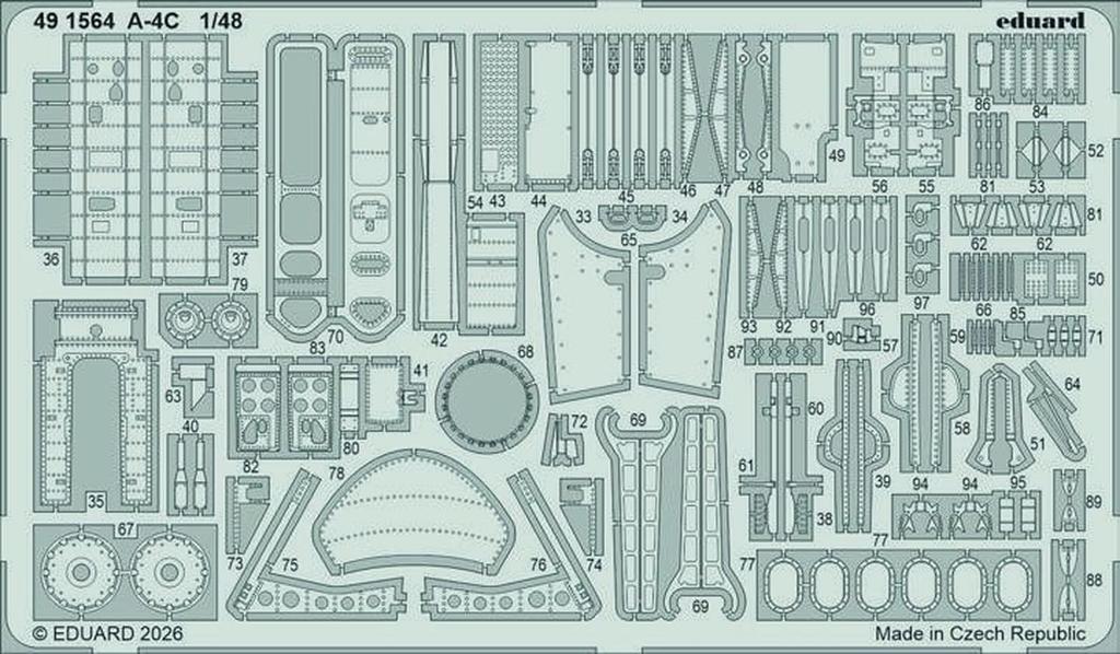 eduard Skyhawk Etching Parts Hobby Plastic Model Kit Parts EDU491564 1/48 A-4C (for Boss) (Airplane)