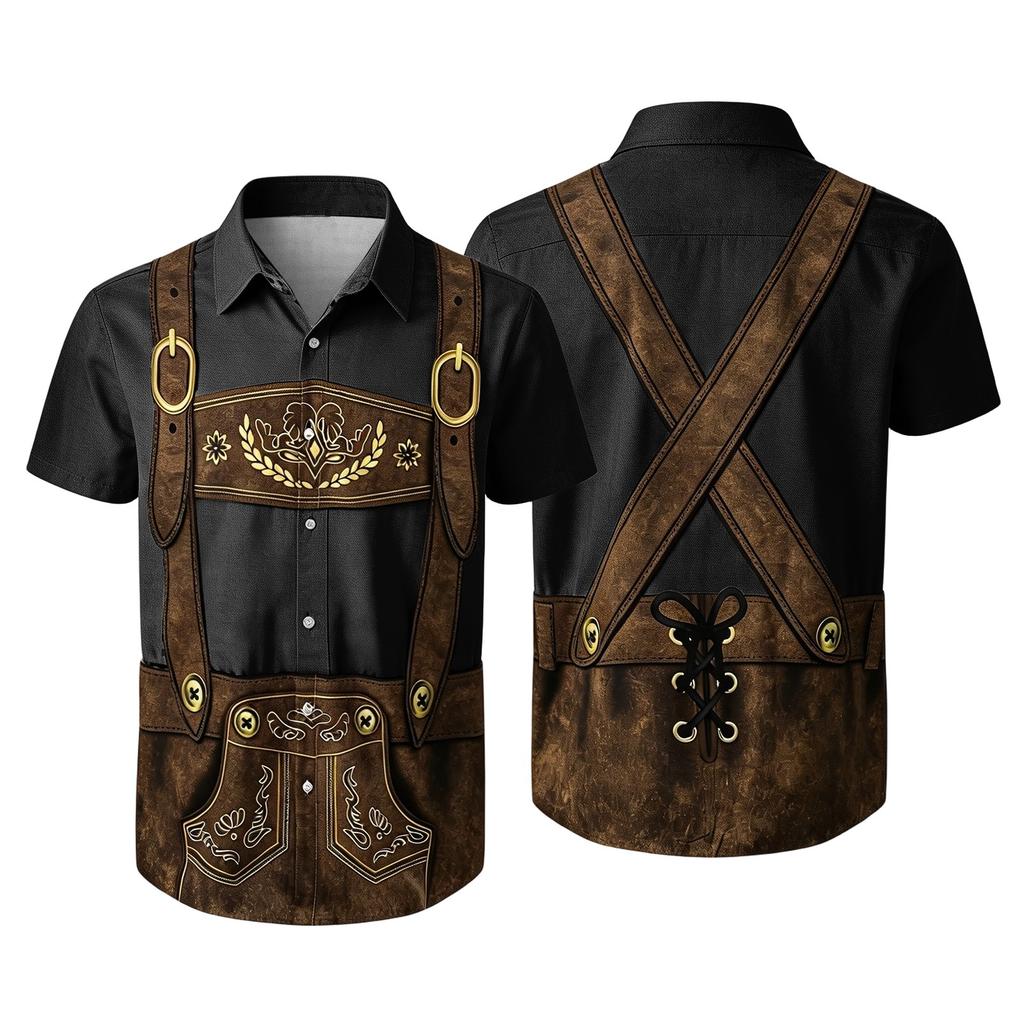 Men's Vintage Print Short Sleeve Cardigan Casual Loose Fit for Party Festival Daily Wear