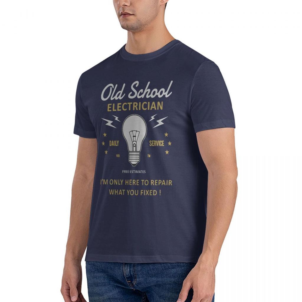 2024 Fashion Funny Novelty Joke Old School Electrician Mens T-Shirt Top Electrical Engineer Tees