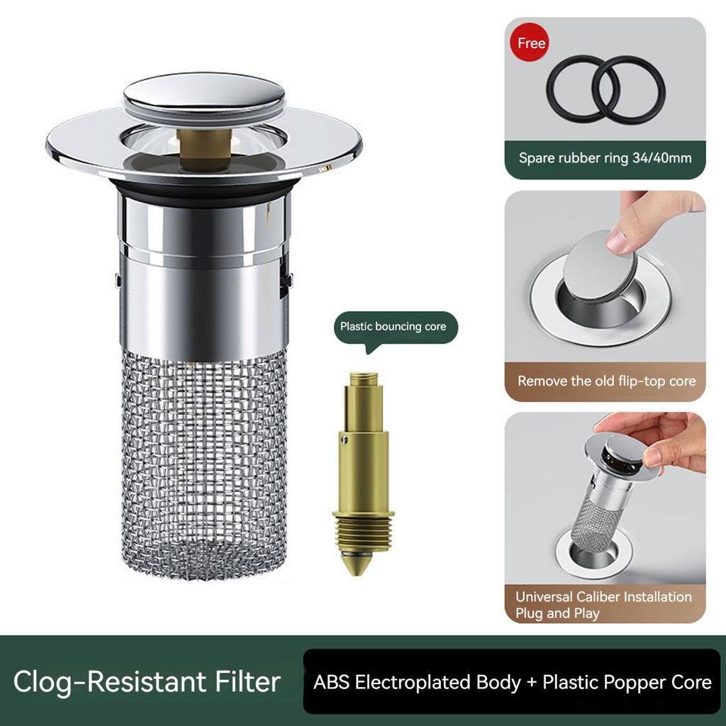 Basin Drain Filter with Hair Catcher Universal Drain Filter Stainless Steel Popup Sink Stopper Fits Bathroom Laundry Sink Drains