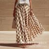 Women's High Waist Plaid Midi Skirt A-Line Flowy Layered Summer Skirt Multi Color
