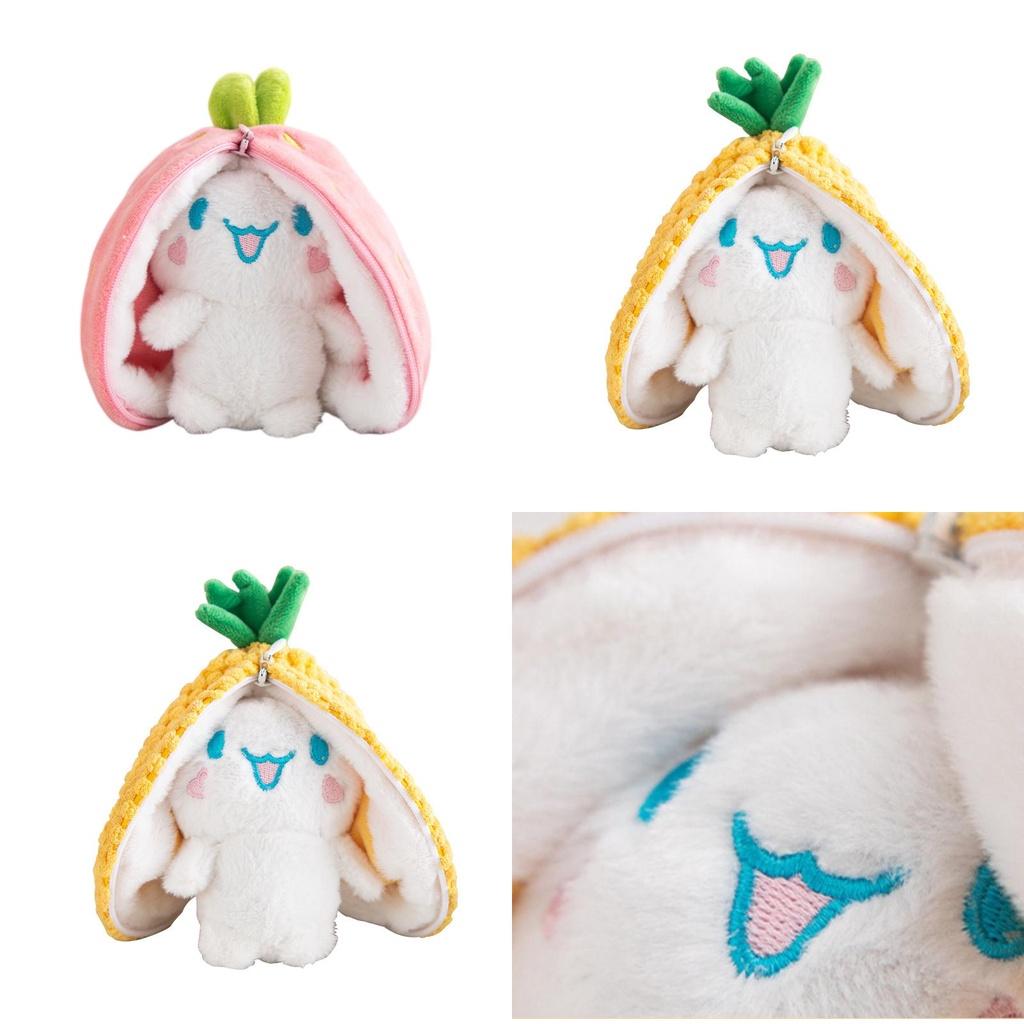 Entzückender Erdbeer- und Zimt-Hund-Schlüsselanhänger Plüschtier für Autoinnenraum und Rucksäcke 15cm