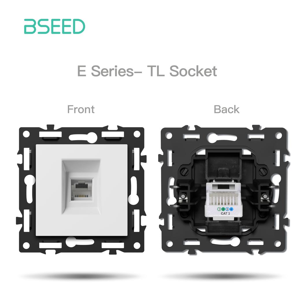 BSEED Plastic Frames Modules HDMI ST TL CAT6 Socket Parts DIY Combination EU FR RU Standard Sockets USB Typle-C Charge E-Series