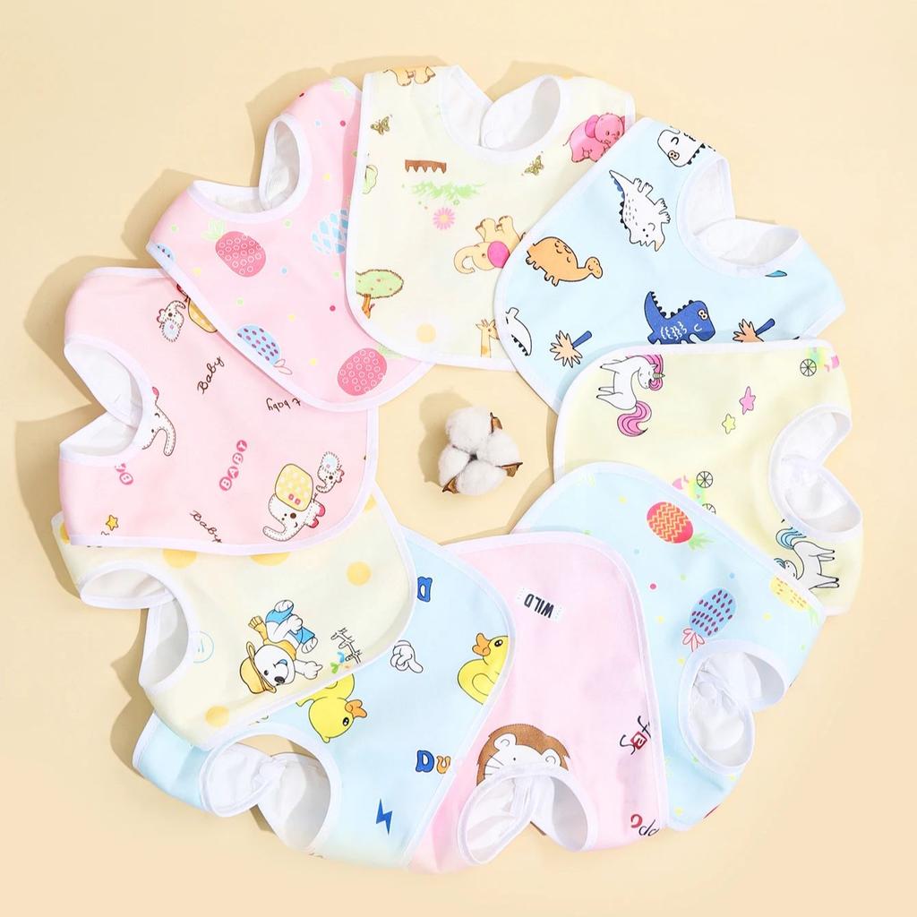 Random 4/6/8/10PCS Baby Bibs Cotton Waterproof Bib Children Feeding Clothes Protection Kids Toddler Scarf for Newborns Boys Girl