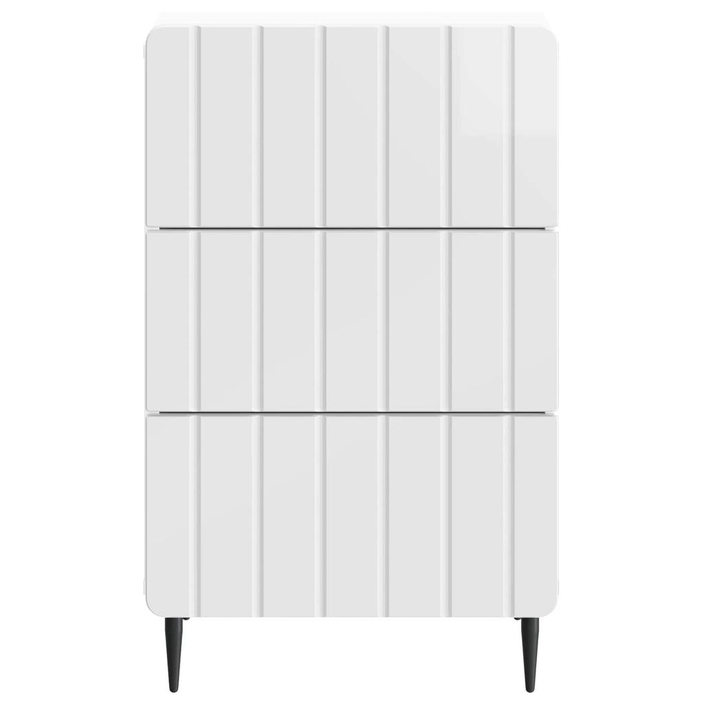 Nightstand High Gloss White 43 x 41 x 68 cm Engineered Wood