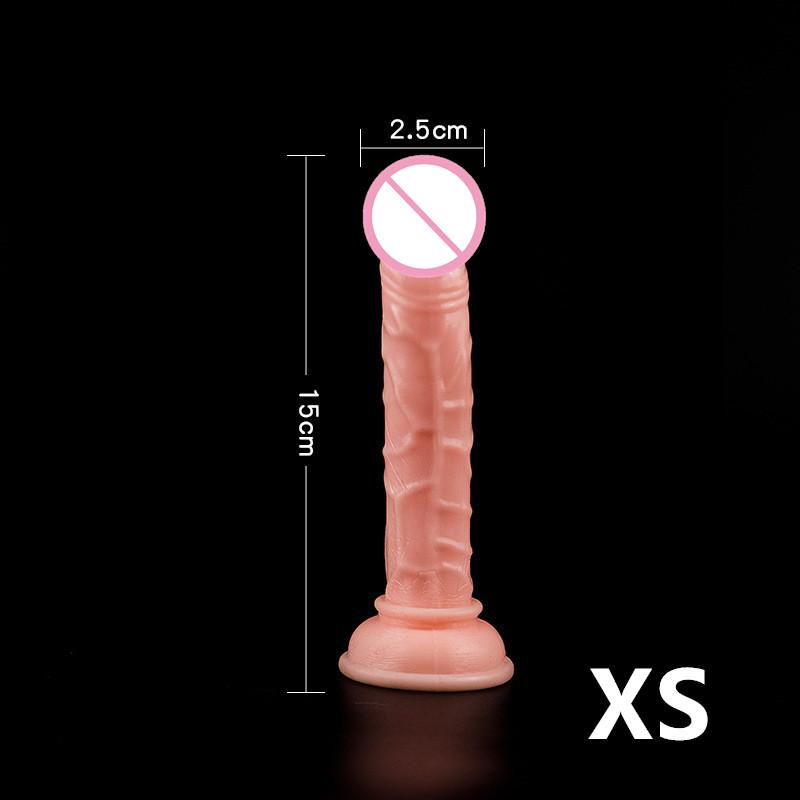 Skin Color Soft Silicone Realistic Dildo With Powerful Suction Cup Female Masturbator G Spot Stimulate Toys For Woman XXS-L 2#