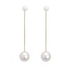 Cercei Dama Minimalist Long Pearl Earrings, I Love Pearls Theme, Gold Color, Elegant Fashion Jewelry EFAYN