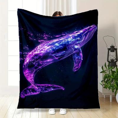 Neon Whale Phone Case Cover for iPhone Samsung GalaxyBlanket Flannel Throw Blanket for Sofa, Bed, Travel, Camping, Office, Couch, Chair, And