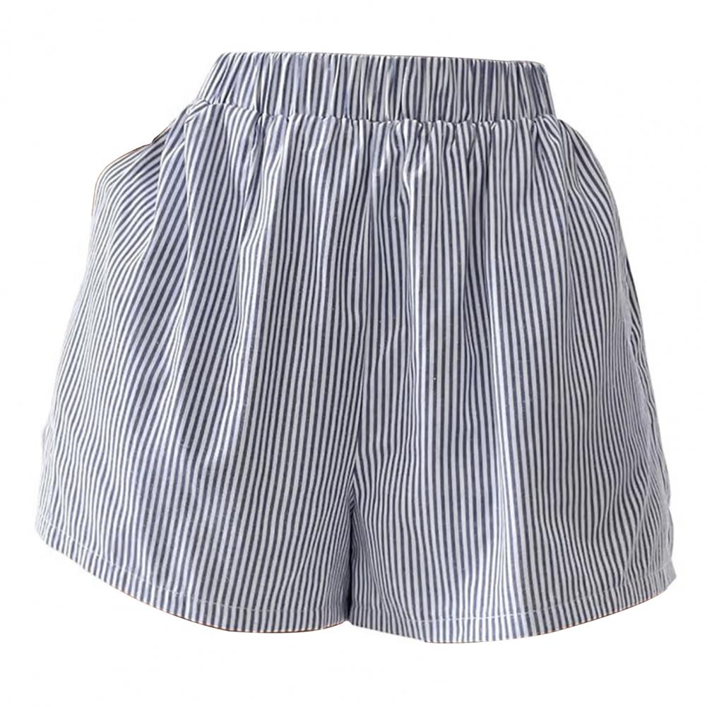 Sommer-Shorts für Damen, gestreifter Druck, hohe elastische Taille, Pyjama-Shorts, Homewear, Strand-Shorts, lässige Schlaf-Shorts