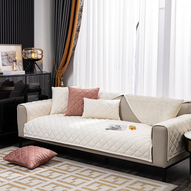 Four Seasons Universal Embroidery Craft Sofa Cushion Sofa Cover Fabric Plush Anti-Scratching Leather Sofa Cushion Protection