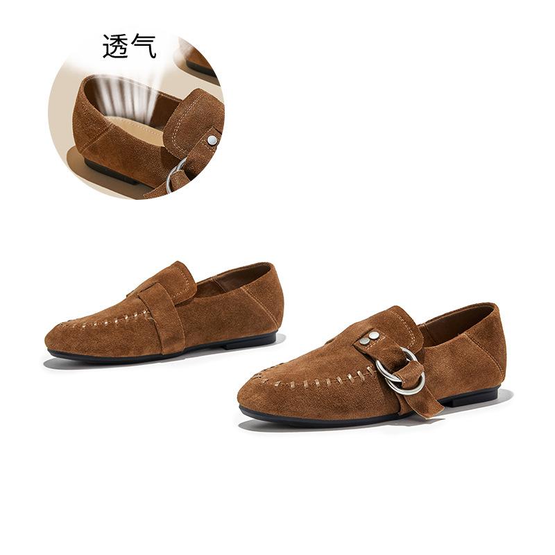

The first layer of sheepskin insoles, two loafers for women s spring new high-end leather single shoes, not tired women s shoes 35 верблюд