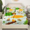 Wild Animal Camping Pattern Bed Hat Four-Piece Bedding Set Bedroom Dormitory Bedding Decoration