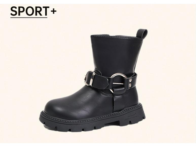 2026 Girls' Two-Layer Leather Winter Boots: Fashionable, Versatile, Warm Short Boots for Middle and Big Kids